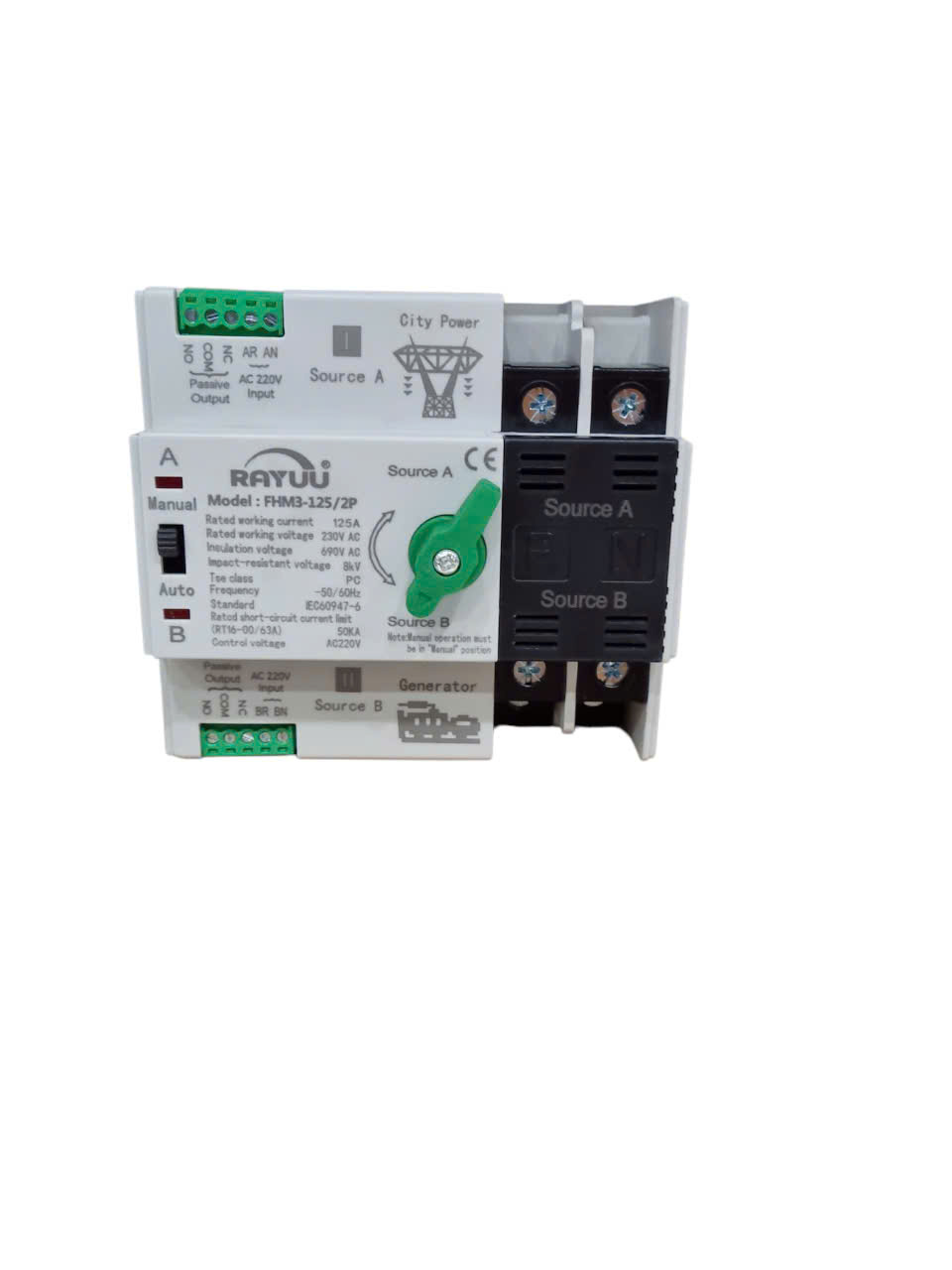 Bộ chuyển nguồn điện Ats 2p 100A , ATS 2P 125A